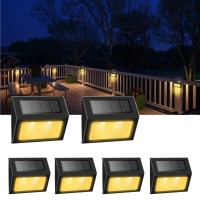 Xlux Solar Lights For Steps Decks Pathway Yard Stairs Fences, Led Lamp, Rainproof, Black Metal Case, 6 Pack