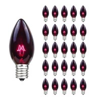 Chyparty 25 Pack C7 Replacement Bulbs C7 Christmas Lights Replacement Bulbs 5W Incandescent Light Bulbsdark Purple Light E12