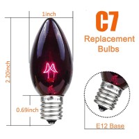 Chyparty 25 Pack C7 Replacement Bulbs C7 Christmas Lights Replacement Bulbs 5W Incandescent Light Bulbsdark Purple Light E12