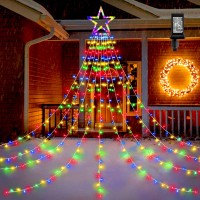 Blctec Outdoor Christmas Decorations, 317 Leds Christmas Lights With 9 Strands 11.9Ft Waterfall Christmas Tree Lights, 8 Modes, Waterproof, Topper Star & Timer For Yard Patio Xmas D