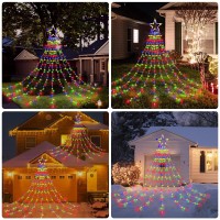 Blctec Outdoor Christmas Decorations, 317 Leds Christmas Lights With 9 Strands 11.9Ft Waterfall Christmas Tree Lights, 8 Modes, Waterproof, Topper Star & Timer For Yard Patio Xmas D