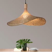 Handwoven Bamboo Pendant Light Simple Bamboo Hat Chandelier Ceiling Light Ceiling Lamp Natural Bamboo Chandelier For Dining Room, Tea Room, Restaurant