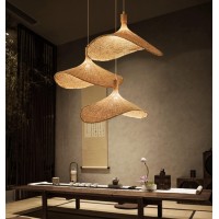 Handwoven Bamboo Pendant Light Simple Bamboo Hat Chandelier Ceiling Light Ceiling Lamp Natural Bamboo Chandelier For Dining Room, Tea Room, Restaurant