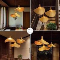 Handwoven Bamboo Pendant Light Simple Bamboo Hat Chandelier Ceiling Light Ceiling Lamp Natural Bamboo Chandelier For Dining Room, Tea Room, Restaurant