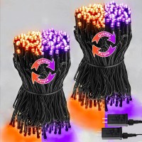 Sanjicha Extendable 2-Pack 66Ft 200 Led Color Changing Halloween Lights (Orange To Purple), Halloween Decorations Outdoor Tree Lights With Timer & Memory Function & 9 Lighting Modes