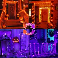 Sanjicha Extendable 2-Pack 66Ft 200 Led Color Changing Halloween Lights (Orange To Purple), Halloween Decorations Outdoor Tree Lights With Timer & Memory Function & 9 Lighting Modes