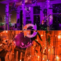 Sanjicha Extendable 2-Pack 66Ft 200 Led Color Changing Halloween Lights (Orange To Purple), Halloween Decorations Outdoor Tree Lights With Timer & Memory Function & 9 Lighting Modes