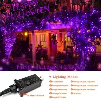 Sanjicha Extendable 2-Pack 66Ft 200 Led Color Changing Halloween Lights (Orange To Purple), Halloween Decorations Outdoor Tree Lights With Timer & Memory Function & 9 Lighting Modes