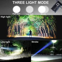 Led Headlamp Rechargeable, 90000 Lumen Super Bright Headlamp Flashlight Led Work Headlight Zoomable, Waterproof, 90