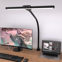 Desk Lamps For Home Office, Architect Desk Lamp With Clamp, Led Desktop Lamp Dimmable, Bright Office Lighting, 9W Modern Desk Lamp For Monitor (Black)