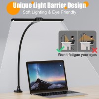 Desk Lamps For Home Office, Architect Desk Lamp With Clamp, Led Desktop Lamp Dimmable, Bright Office Lighting, 9W Modern Desk Lamp For Monitor (Black)