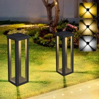 Crepow Solar Patio Floor Lamp Outdoor, 2 Pack Solar Landscape Path Lights With 3 Light Modes, Garden Decorations Waterproof 12H Endurance Cordless Landscaping For Porch Lawn Yard Backyard (Black)