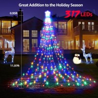 Blctec Outdoor 317 Led Waterfall Tree Lights 9 Strands With Timer 8 Modes Waterproof Christmas Lights For Garden Patio Yar