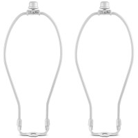 9 Inch Detachable Lamp Shade Harp Holder For Table And Floor Lamps, 2 Set Heavy Duty Lamp Shade Bracket With 3/8 Standard Saddle And Lamp Finial (White)