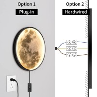 Skylumate Qiyimeilux Dimmable Moon Wall Sconce Plug In Modern Led Wall Light With Remote Control 95Inch 15W Black Wall Lamp Ind