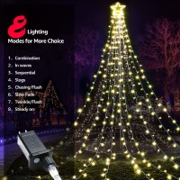 Blctec Outdoor Christmas Decorations, 317 Led Christmas Lights With 9 Strands 11.9Ft Waterfall Christmas Tree Lights, 8 Modes, Waterproof, Topper Star & Timer For Yard Patio Xmas D