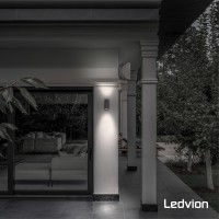 Ledvion Douglas, Led Outdoor Wall Light, Anthracite, Round, With 2X Gu10 Sockets Up & Down On Both Sides, Outdoor Wall Light, Wall Lamp, Outdoor Lamp, Ip54