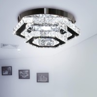 Cxgleaming Modern Led Chandelier Flush Mount Ceiling Light Fixture Crystal Chandeliers For Living Room Bedroom Dining Kitchen (6500K Cool White)