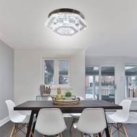 Cxgleaming Modern Led Chandelier Flush Mount Ceiling Light Fixture Crystal Chandeliers For Living Room Bedroom Dining Kitchen (6500K Cool White)