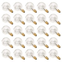 Rincentd G40 Replacement Light Bulbs 5 Watt Clear Globe Light Bulbs Fits E12 Candelabra Base, Dimmable String Light Bulbs Replacement For Indoor Outdoor Patio Decor, 120 Volt (25 Pack)