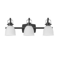 Globe Electric 52090 Gilroy 3-Light 25W Integrated Led Vanity Light With Selectable Color Temperature, Matte Black, Frosted Glass Shades, 1780 Lumens, 3000K-4000K-5000K Switch, Energy Star Certified