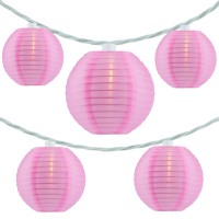 Yuletime Pink Lantern String Lights 10 Count Nylon Lantern On 76 White Wire Ul Listed 8 Spacing Endtoend Connectable Plug