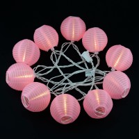 Yuletime Pink Lantern String Lights 10 Count Nylon Lantern On 76 White Wire Ul Listed 8 Spacing Endtoend Connectable Plug