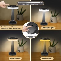 Hapygi Rechargeable Cordless Led Table Lamp ,With Touch Sensor, 3-Levels Portable Dimming Battery Operated Lamp,Nightstand Lamp/Night Light/Restaurant Table/Outdoor/Coffee/Bar (Black)