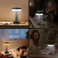 Hapygi Rechargeable Cordless Led Table Lamp ,With Touch Sensor, 3-Levels Portable Dimming Battery Operated Lamp,Nightstand Lamp/Night Light/Restaurant Table/Outdoor/Coffee/Bar (Black)