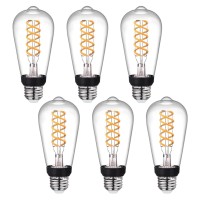 Myemitting Vintage Led Edison Bulb, St19 6W Led Bulbs 60 Watt Equivalent, Led Dimmable 600Lm Antique Flexible Spiral Led Filament Light Bulb, 2700K Warm White 80+ Cri, Clear Glass E26 Base 6 Pack