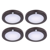 Lit-Path Led Motion Sensor Flush Mount Ceiling Lighting Fixture, Closet Light With Motion Sensor, 10.5W, 700 Lumen, 6.2 Inch, Anti-Rust Galvanized Housing, Bronze Finish 5000K 4-Pack