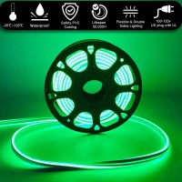 Jo.Ko Led Silicone Neon Light Strip, Neon Rope Light 50Ft/15M 110V-120V Ac Waterproof Diy Cuttable Outdoor Neon Lights (Green1)