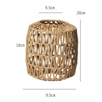 Loviver Boho Style Woven Rattan Pendant Light Shade, Vintage Style Ceiling Light Shade, E27 Bulb Crafts Lampshade Pendant Lamp Decoration, Khaki Lantern