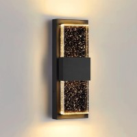 Wall Sconce, Bubble Wall Light Fixture Led Wall Mount Light, Modern Indoor Outdoor Sconces Wall Lighting Led Lantern, Wall Lamp With Bubble Crystal Glass, Matte Black Finish,3000K Warm Light, Dimmable