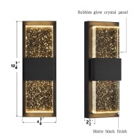 Wall Sconce, Bubble Wall Light Fixture Led Wall Mount Light, Modern Indoor Outdoor Sconces Wall Lighting Led Lantern, Wall Lamp With Bubble Crystal Glass, Matte Black Finish,3000K Warm Light, Dimmable