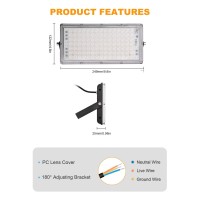 Tycolit 100W Led Flood Light, 10000Lm Super Bright Ip66 Waterproof Outdoor Security Light, 120 Lighting Angle & 180 Adjustable Bracket, 3200K Warm White For Warehouse Garage Stadium