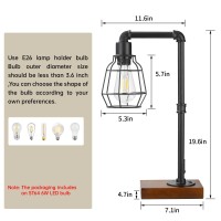 Conca Industrial Steampunk Table Lamp Edison Bulb Metal Ablack 196X117X535 Inches 3 Lbs E26 Base 800 Lumen 120V