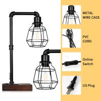 Conca Industrial Steampunk Table Lamp Edison Bulb Metal Ablack 196X117X535 Inches 3 Lbs E26 Base 800 Lumen 120V