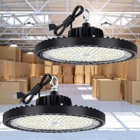 Evbforu 2 Pack Ufo Led High Bay Light 200W Led High Bay Light 5000K Led Shop Light With 29 000Lm Us Plug Ip66 Commercial Ware