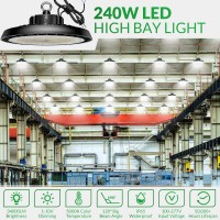 Flakeeper Led High Bay Light 240W 36000 Lm With Us Plug, Dimmable 1-10V, 5000K, Ufo Commercial Industrial Warehouse Workshop Factory Barn Garage Area Lighting Fixture, Dlc Etl Listed