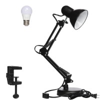 Gupuzm Led Desk Lamp With Clamp - Swing Arm Desk Lamp With 1 Led Cold Light Bulbs 6500K - Folding Table Lamp,Used For Office, Work, Study, Dormitory Reading And Eye Protection Desk Lamp (Black-01)