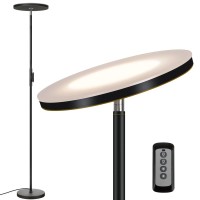 Joofo Floor Lamp,30W/2400Lm Sky Led Modern Torchiere 3 Color Temperatures Super Bright Floor Lamps-Tall Standing Pole Light With Remote & Touch Control For Living Room,Bed Room,Office (Black-Gold)