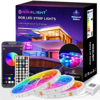 Outdoor Led Light Strips Waterproof, 100Ft (6 Rolls Of 16.4Ft) Ultra Long Ip65 Led Strip Lights With App Remote Controller, 5050 Rgb Music Sync Color Changing Led Lights For Bedroom, Outdoor Decor