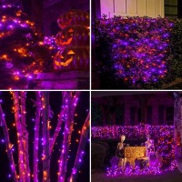 Orange Purple Solar Halloween Lights Superlong 2Pack Each 85Ft Solar String Lights Outdoor Waterproof Super Bright 480 Led