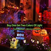 Orange Purple Solar Halloween Lights Superlong 2Pack Each 85Ft Solar String Lights Outdoor Waterproof Super Bright 480 Led