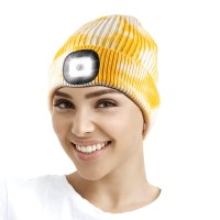 Led Beanie With Light, Unisex Rechargeable Led Headlamp Hat, Warm Knit Hat For Winter Safety, Head Light For Outdoor Dog Walking,Gifts For Men Women Dad