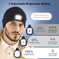 Led Beanie With Light, Unisex Rechargeable Led Headlamp Hat, Warm Knit Hat For Winter Safety, Head Light For Outdoor Dog Walking,Gifts For Men Women Dad