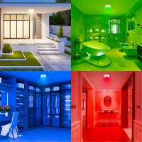 Luxsway Led Motion Sensor Ceiling Light Shower Light Battery Operated With Remote Control 10 Color Changing Wireless Shower Acce