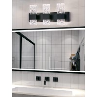 Oylyw Black Bathroom Light Fixtures Crystal Bathroom Vanity Light 3 Light Over Mirror Modern Led Wall Light For Bathroom