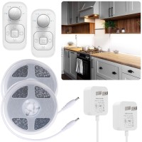 Motion Sensor Under Cabinet Lights - Plug-In Led Strip Lights Indoor With Ul Fcc Approved Adapter, Dimmer And Timer For Kitchen Cabinet, Counter, Shelf, Showcase, Stairway, Bedroom, Corridor, Washroom